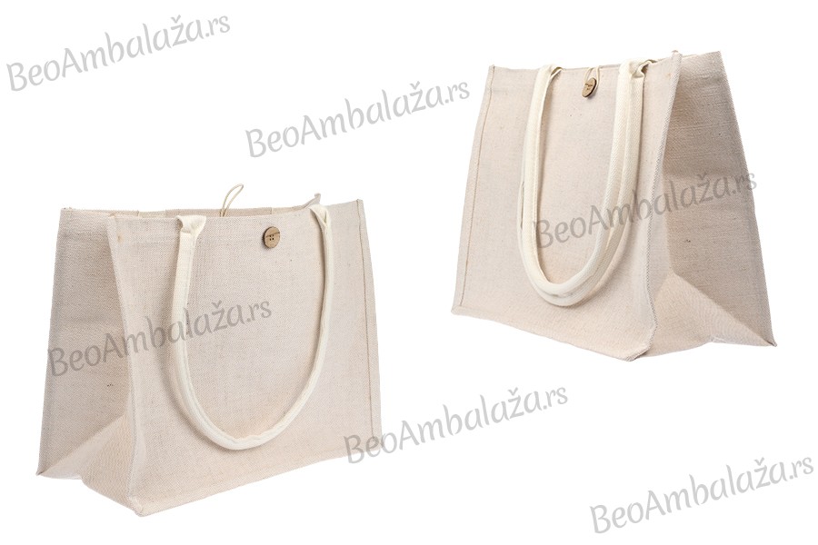 Torba - ceger za kupovinu od pamuka i jute (320-350 g/m2) sa ručkom i unutrašnjim džepom