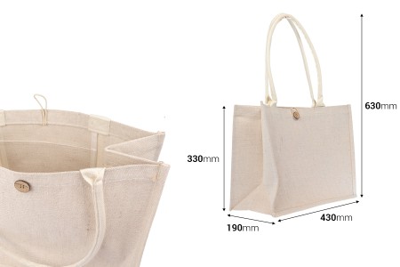 Torba - ceger za kupovinu od pamuka i jute (320-350 g/m2) sa ručkom i unutrašnjim džepom-dimenzije_slike