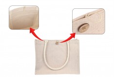 Torba - ceger za kupovinu od pamuka i jute (320-350 g/m2) sa ručkom i unutrašnjim džepom