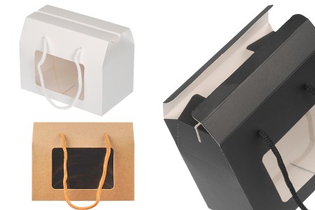 Papirna poklon kutija - koferče 150x90x115 mm sa ručkama i prozorom - 12 komada-slika_proizvoda