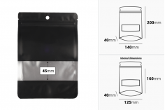Aluminijumske DoyPack kesice sa zip zatvaranjem, prozorom i mogućnošću termo zatvaranja 140x40x200 mm – 100 kom