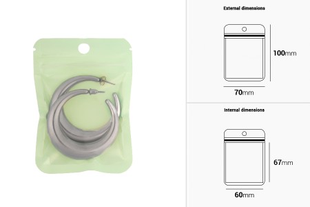 Plastične kesice 70x100 mm u više boja, sa zip zatvaranjem, providnom prednjom stranom i mogućnošću termo zatvaranja – 100 kom-dimenzije_slike