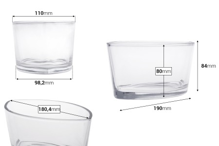 Staklena posuda 800mL u obliku gondole za sveće-2