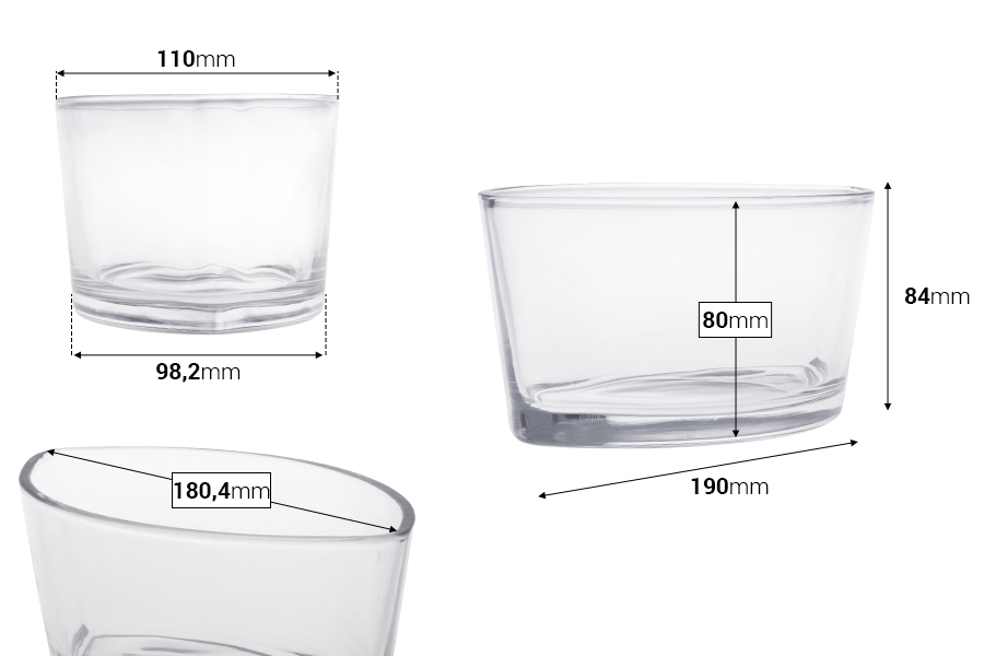 Staklena posuda 800mL u obliku gondole za sveće