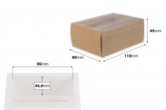 Kartonska kutija (300gsm) za pakovanje 110x80x45 mm na izvlačenje sa providnim spoljašnjim delom, bele ili kraft boje - 12 kom
