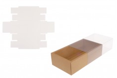 Kartonska kutija (300gsm) za pakovanje 220x120x60 mm na izvlačenje sa providnim spoljašnjim delom, bele ili kraft boje - 12 kom