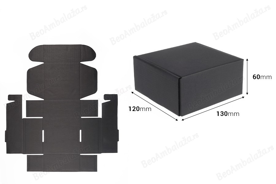 Crna kutija za pakovanje od kraft papira bez prozora 130x120x60 mm - 20 kom-dimenzije_slike
