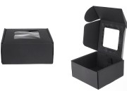 Crna kutija za pakovanje od kraft papira sa prozorom 130x120x60 mm - 20 kom Crna kutija za pakovanje od kraft papira sa prozorom 130x120x60 mm - 20 kom