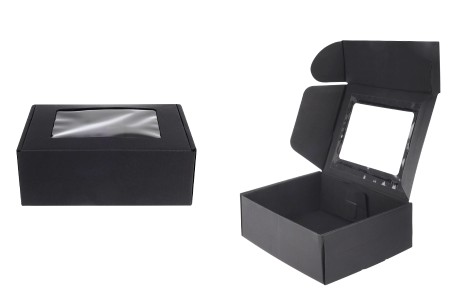 Crna kutija za pakovanje od kraft papira sa prozorom 170x130x60 mm - 20 kom-1