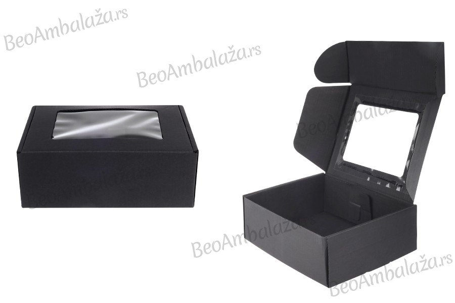 Crna kutija za pakovanje od kraft papira sa prozorom 170x130x60 mm - 20 kom