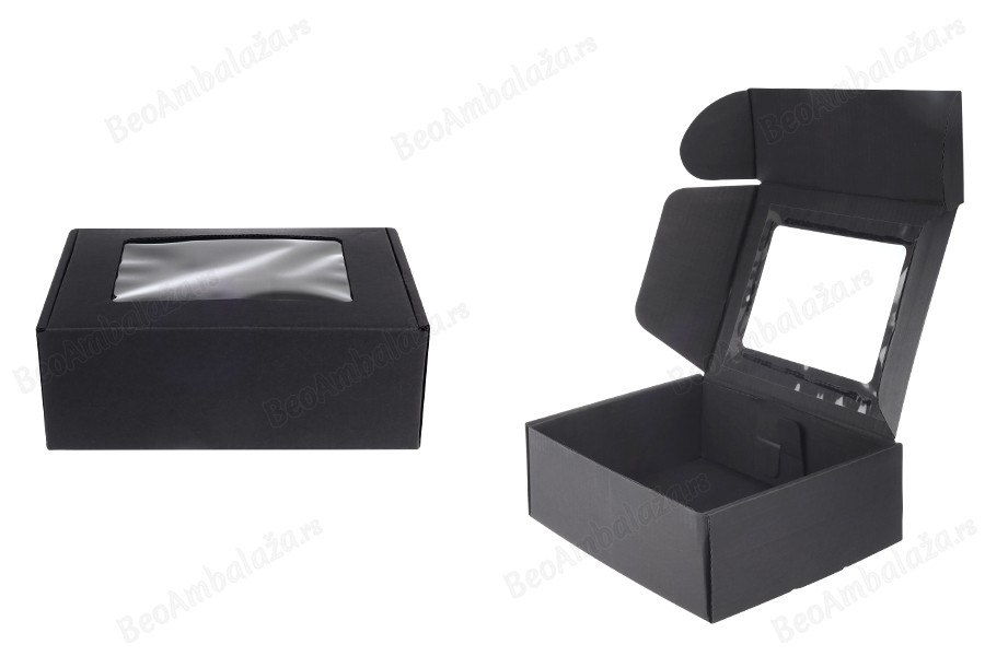 Crna kutija za pakovanje od kraft papira sa prozorom 170x130x60 mm - 20 kom-slika_proizvoda
