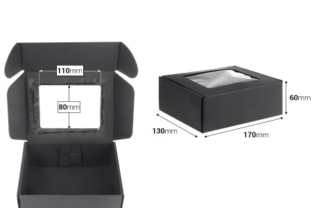 Crna kutija za pakovanje od kraft papira sa prozorom 170x130x60 mm - 20 kom-2