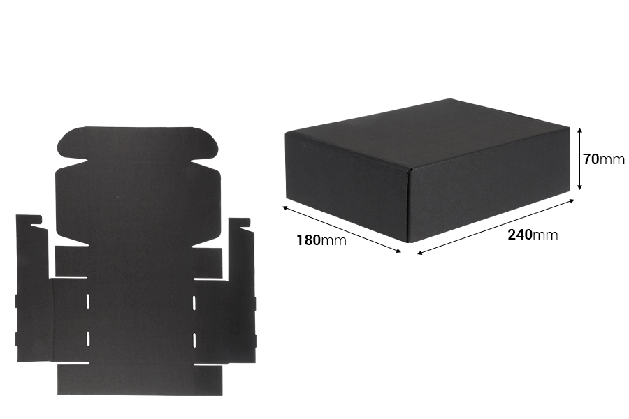 Crna kutija za pakovanje od kraft papira bez prozora 240x180x70 mm - 20 kom Crna kutija za pakovanje od kraft papira bez prozora 240x180x70 mm - 20 kom