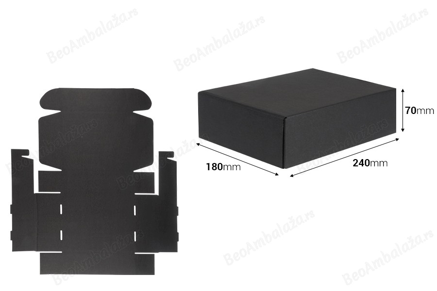 Crna kutija za pakovanje od kraft papira bez prozora 240x180x70 mm - 20 kom-dimenzije_slike