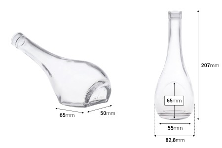 Staklena flaša 250mL sa bočnim postavljanjem-dimenzije_slike