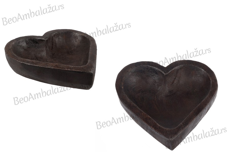 Drvena dekorativna posuda 185x45 mm u obliku srca