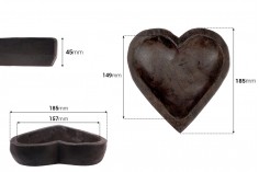 Drvena dekorativna posuda 185x45 mm u obliku srca