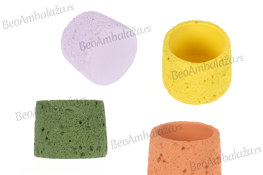 Cementna dekorativna posuda za sveće 80x60 mm u raznim bojama