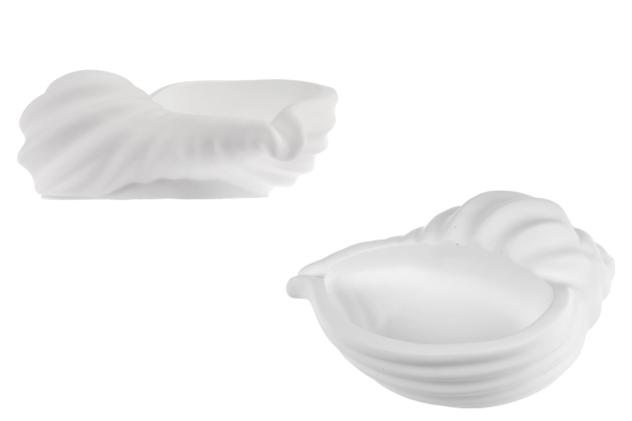 Gipsana dekorativna posuda u obliku školjke 145x50 mm za sveću