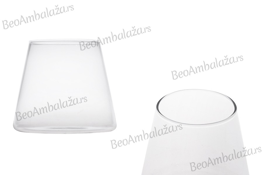 Staklena konusna dekorativna posuda 90x80 mm za sveću