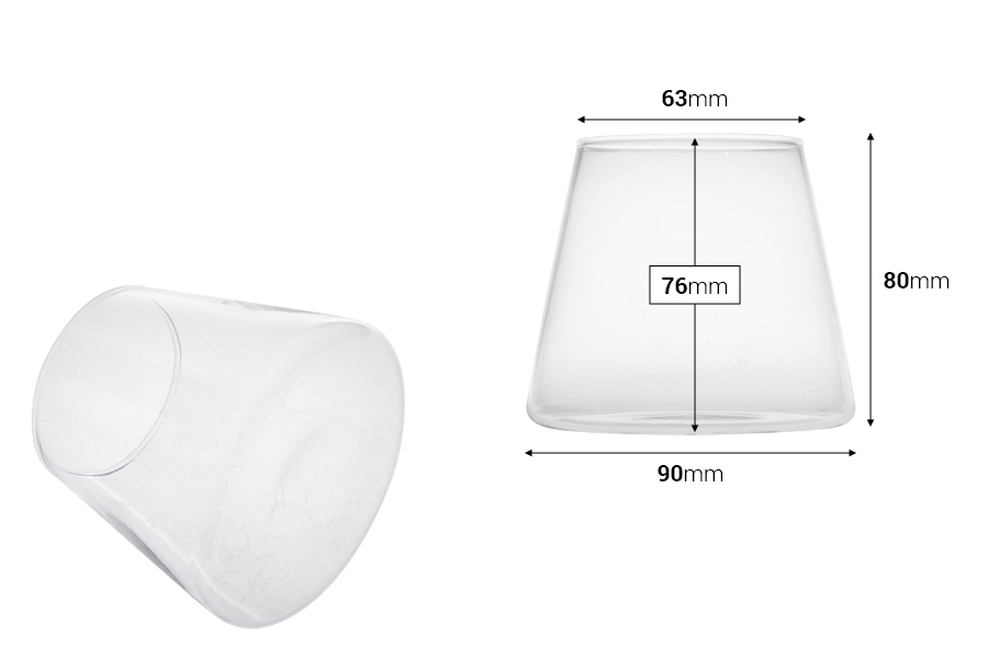 Staklena konusna dekorativna posuda 90x80 mm za sveću Staklena konusna dekorativna posuda 90x80 mm za sveću