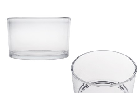 Staklena dekorativna posuda 130x80 mm za sveću-1