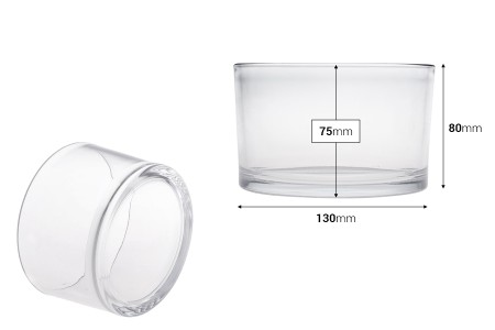 Staklena dekorativna posuda 130x80 mm za sveću-2