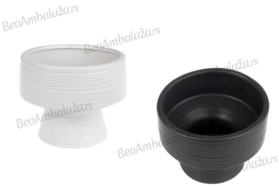 Keramička posuda 150x120 mm za sveću u beloj ili crnoj boji