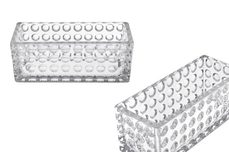 Staklena providna dekorativna posuda 200x80x80 mm za sveću-1