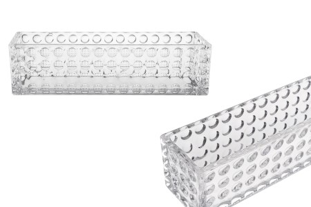 Staklena providna dekorativna posuda 300x80x80 mm za sveću-1