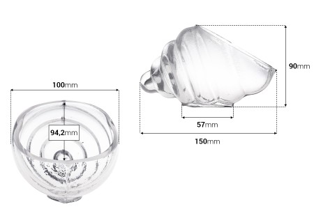 Dekorativna staklena posuda 150mm u obliku školjke, za sveće-2