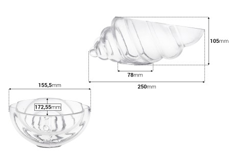 Dekorativna staklena posuda 250mm u obliku školjke, za sveće-2