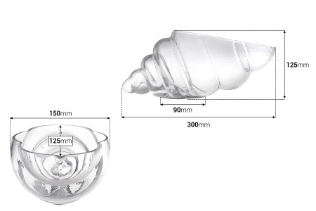 Dekorativna staklena posuda 300mm u obliku školjke, za sveće-2