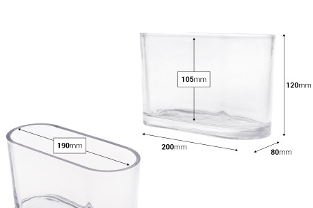 Staklena providna dekorativna posuda 200x80x120 mm za sveću-2