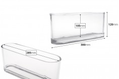 Staklena providna dekorativna posuda 300x80x120 mm za sveću