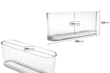 Staklena providna dekorativna posuda 300x80x120 mm za sveću-2