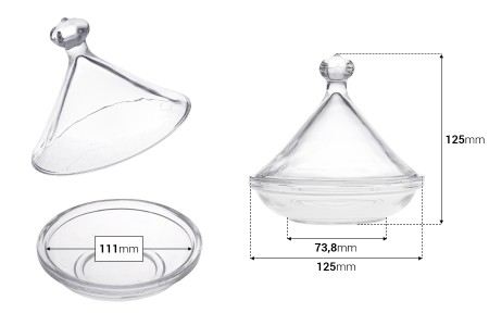 Dekorativna staklena fondanjera sa poklopcem - 125x125 mm-2