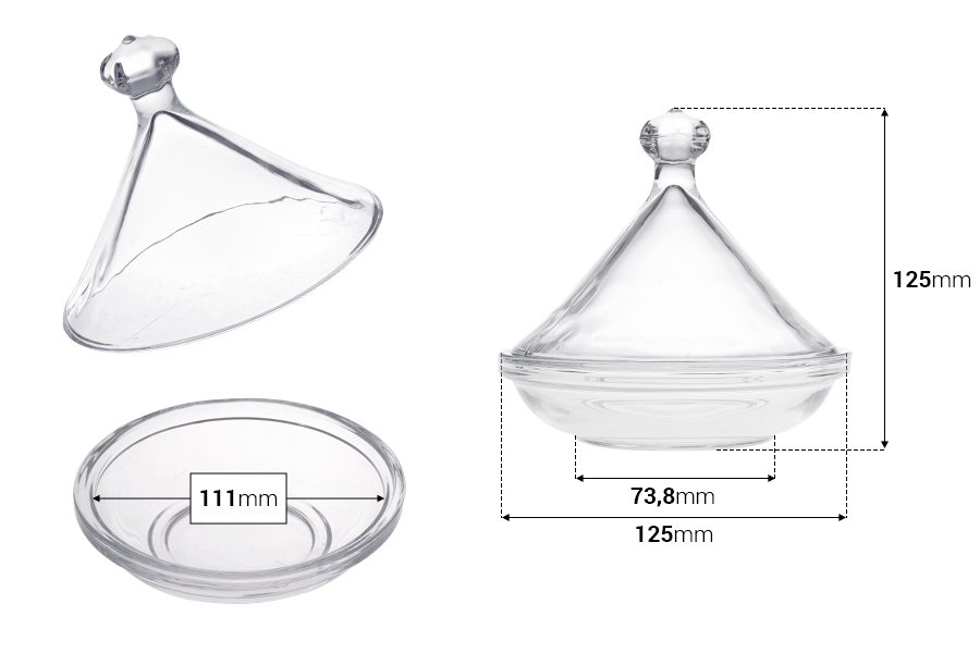 Dekorativna staklena fondanjera sa poklopcem - 125x125 mm