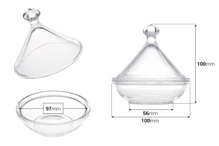Dekorativna staklena fondanjera sa poklopcem - 100x100 mm-2