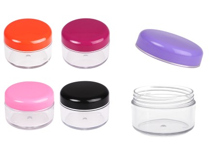 Akrilna providna kutijica 50mL za kreme sa zatvaračem u raznim bojama, sa zaptivkom i sa srebrnom linijom - 12 kom-slika_proizvoda