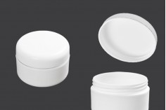 Akrilna bela kutijica za kreme sa zatvaračem sa srebrnom linijom 50mL - 12 kom