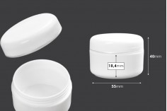 Akrilna bela kutijica za kreme sa zatvaračem sa srebrnom linijom 50mL - 12 kom
