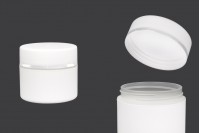 Plastična bela MAT kutijica 50mL, sa zatvaračem sa zaptivkom i širokom srebrnom linijom - 12 kom
