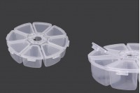 Plastična okrugla kutijica sa 8 mesta, za šljokice i kozmetičku upotrebu