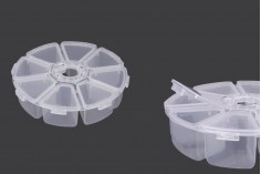 Plastična okrugla kutijica sa 8 mesta, za šljokice i kozmetičku upotrebu