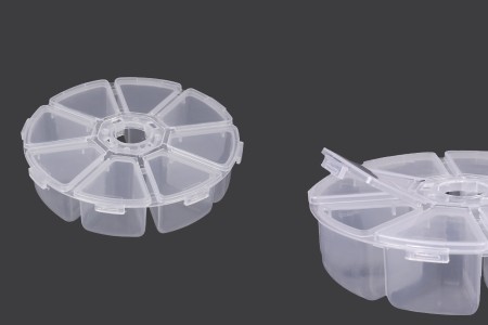 Plastična okrugla kutijica sa 8 mesta, za šljokice i kozmetičku upotrebu-slika_proizvoda