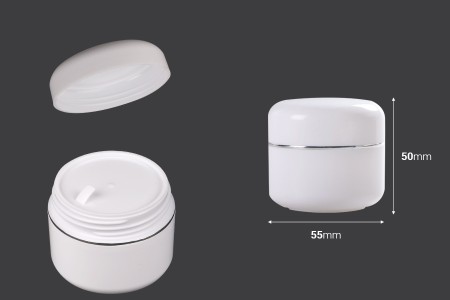 Plastična bela kutijica sa srebrnom linijom 30mL sa duplim dnom, međupoklopcem i zatvaračem - 12 kom-dimenzije_slike