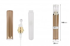 Akrilna braon roll-on bočica 20mL za kozmetičke preparate sa zlatnim prstenom