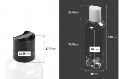 Providna PET flašica 100mL sa belim ili crnim disk top zatvaračem - 12 kom