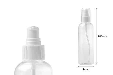 Plastična PET flašica 200mL za kreme sa pumpicom i zatvaračem - 12 kom-dimenzije_slike